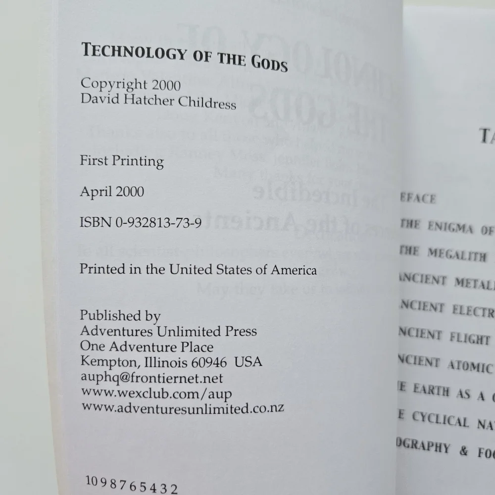 Technology Of the Gods David Hatcher Childress 1st Ed Trade PB Ancient Aliens